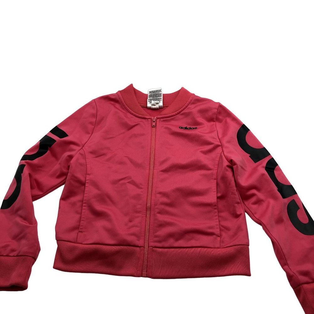 Adidas Girls Size 6X Pink Track Jacket Full Zip Sweatshirt Active Running